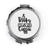 Books and Coffee Pocket Mirror, Reader Gift, Book Lover Gift, Coffee Addict, Cute Pocket Mirror, Writer Gift, Gift For Her - Tawshia
