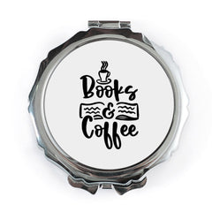 Books and Coffee Pocket Mirror, Reader Gift, Book Lover Gift, Coffee Addict, Cute Pocket Mirror, Writer Gift, Gift For Her - Tawshia