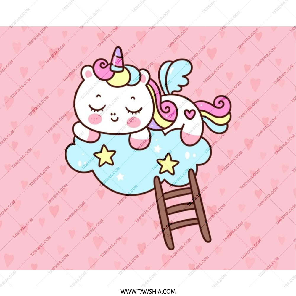 Cute Unicorn Mouse Pad, Kawaii Unicorn, Sleeping Unicorn, Pastel Pink, Dreamy Cloud, Magical Gift, Office Decor, Desk Accessory - Tawshia
