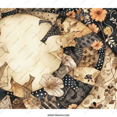 Floral Collage Backpack, Vintage Style Rucksack, Unique Pattern Daypack, Elegant Flower Design Bookbag, Stylish Everyday Backpack - Tawshia