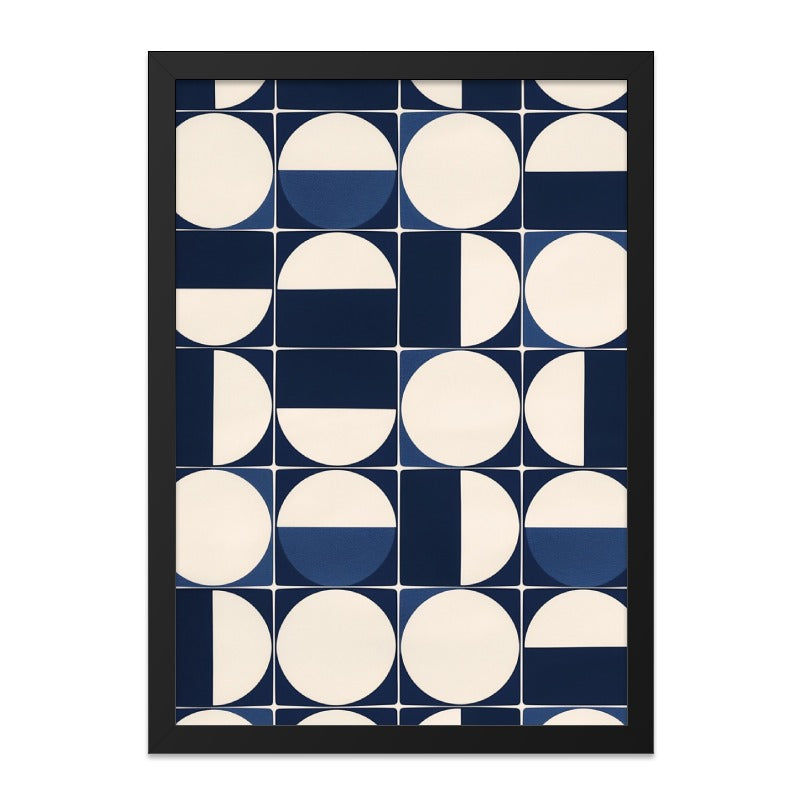 Geometric Wall Art, Navy Blue and White Circles, Modern Print, Abstract Home Decor, Minimalist Art, Unique Gift, Wall Decor (136 chars) - Tawshia