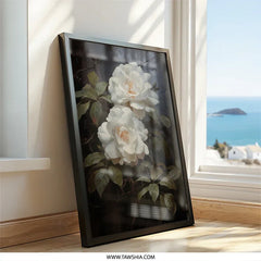 White Rose Wall Art, Floral Print, Botanical Decor, Elegant Home Art, Nature Inspired Artwork, Romantic Gift, Flower Lover Present - Tawshia