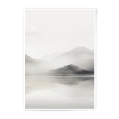 Misty Mountain Photographic Print, Lake Reflection Art, Landscape Photo, Serene Wall Decor, Nature Home Art, Minimalist Print - Tawshia