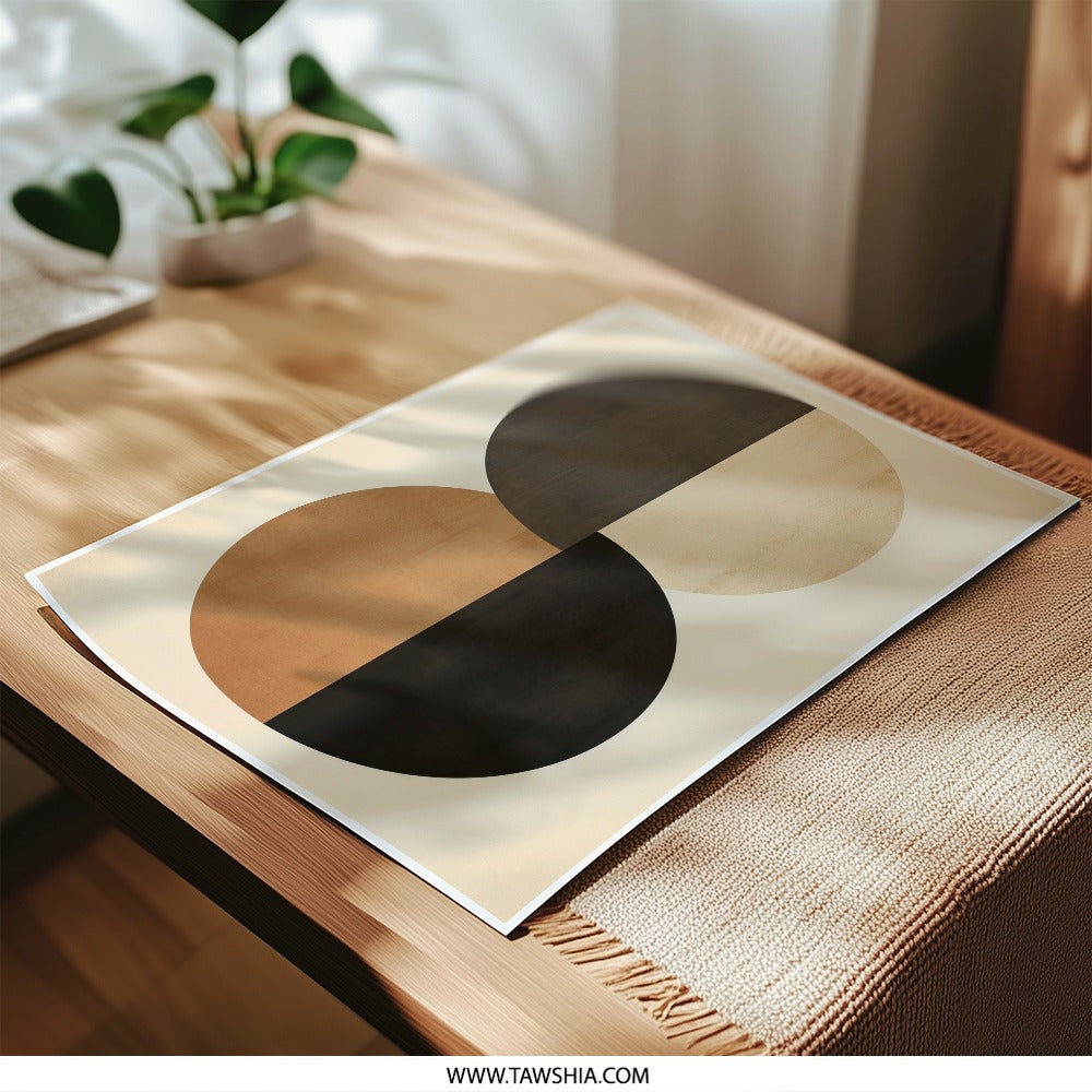 Minimalist Circles Photographic Print, Abstract Geometric Art, Neutral Tone Wall Decor, Modern Home Art, Circle Shapes Print - Tawshia