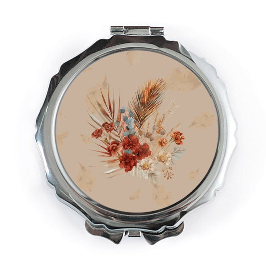 Floral Pocket Mirror, Boho Chic, Compact Mirror, Purse Mirror, Gifts for Her, Flower Art, Makeup Mirror, Elegant Mirror, Trendy Accessories - Tawshia