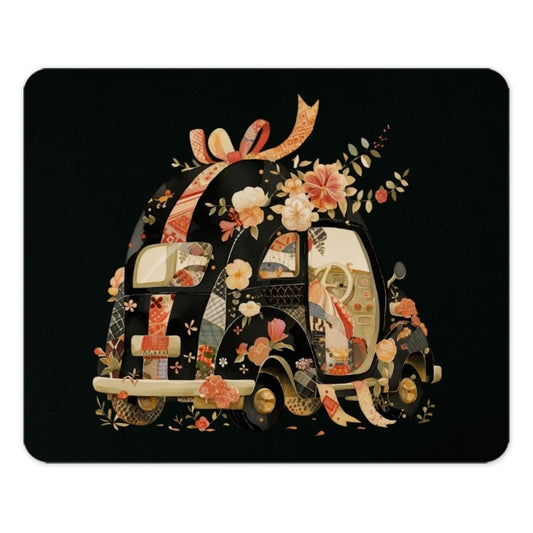 Floral Car Mouse Pad, Vintage Car, Botanical Print, Elegant Office Decor, Computer Accessories, Gift Idea, Desk Mat - Tawshia