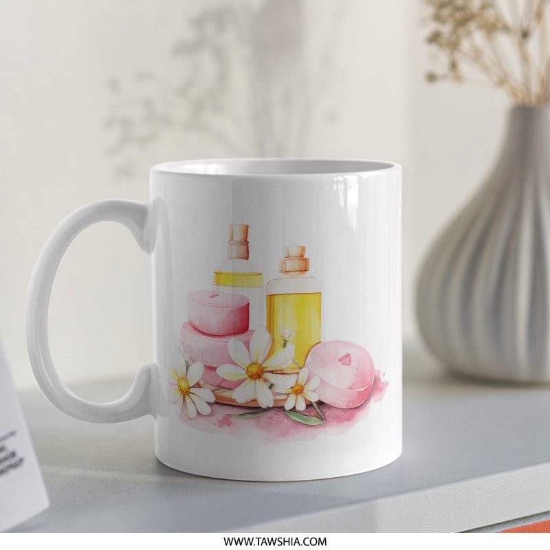 Spa Day Mug, Relaxation Gift, Self Care Mug, Watercolor Spa, Floral Mug, Spa Lover Gift, Aesthetic Mug, Coffee Mug, Tea Mug, Cozy Mug - Tawshia