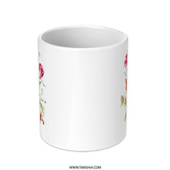 Tulip and Strawberry Mug, Floral Mug, Botanical Mug, Flower Mug, Nature Mug, Gift Mug, Coffee Mug, Tea Mug, Kitchen Decor - Tawshia