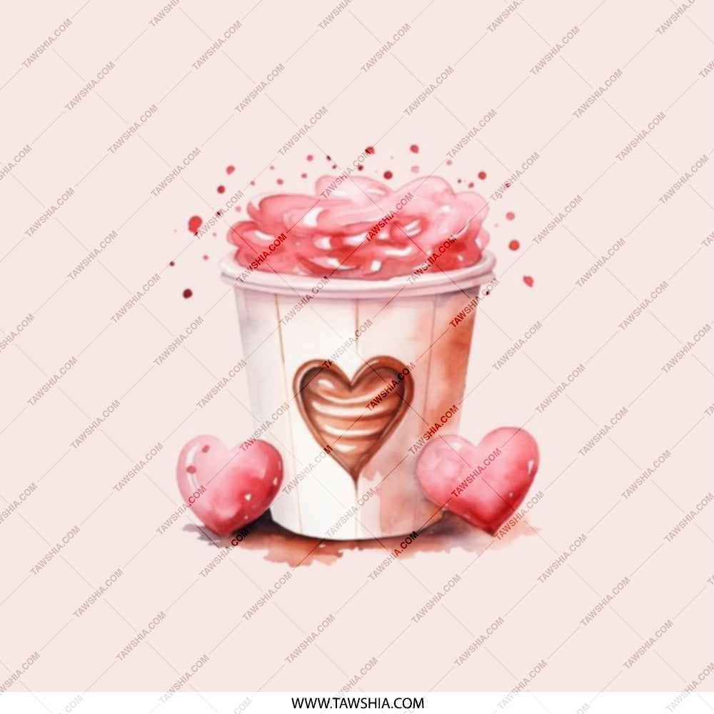 Hearts Pocket Mirror, Coffee Cup Pocket Mirror, Valentine's Day Pocket Mirror, Cute Pocket Mirror, Gift for Her, Pocket Mirror - Tawshia
