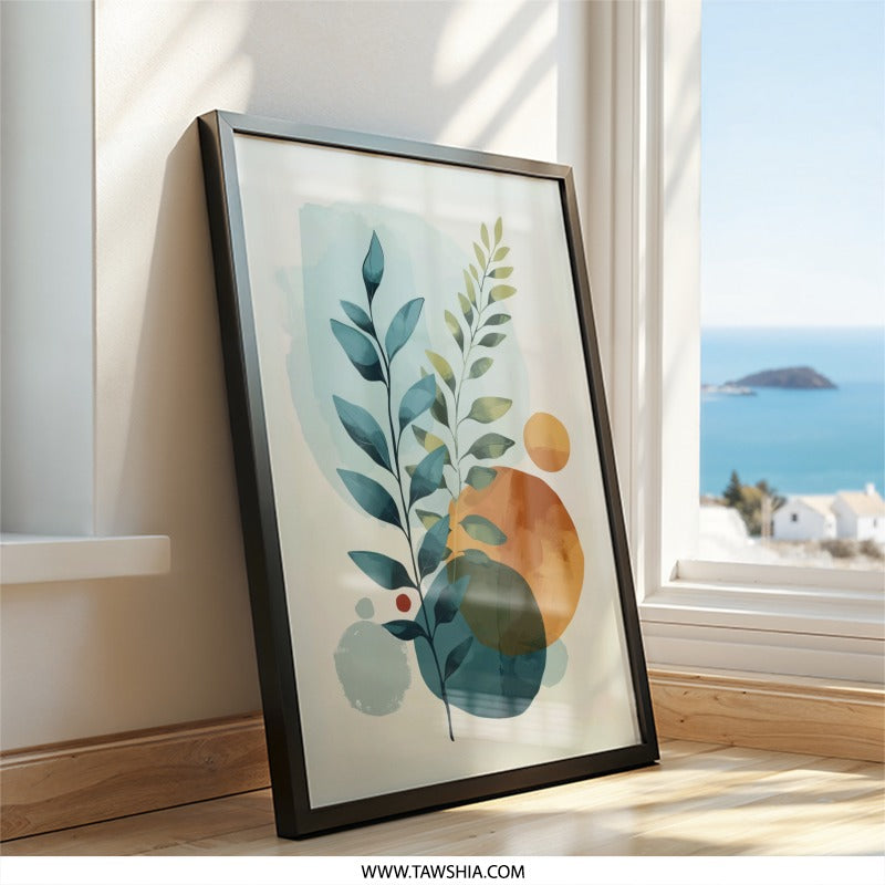 Botanical Wall Art, Modern Leaf Print, Abstract Leaves Decor, Boho Home Art, Minimalist Plant Art, Nature Inspired Painting - Tawshia