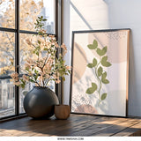Minimalist Plant Wall Art, Abstract Botanical Print, Modern Art, Neutral Tones, Home Decor, Framed Art, Nature Inspired Design - Tawshia