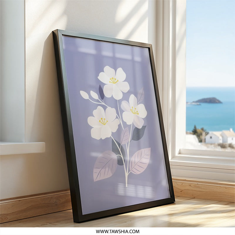 White Flower Art, Floral Wall Decor, Botanical Print, Pastel Wall Art, Modern Flower Art, Home Decor, Gift Idea (139 characters) - Tawshia