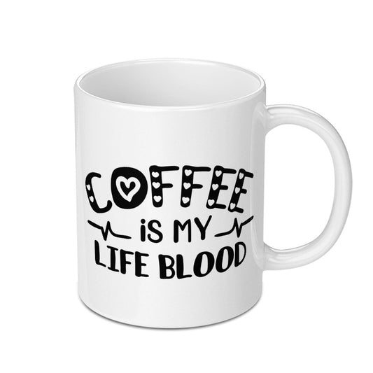 Coffee Is My Life Blood Mug, Caffeine Lover Gift, Funny Coffee Mug, Coffee Addict Mug, Morning Mug, Heart Coffee Mug, Gift For Her - Tawshia
