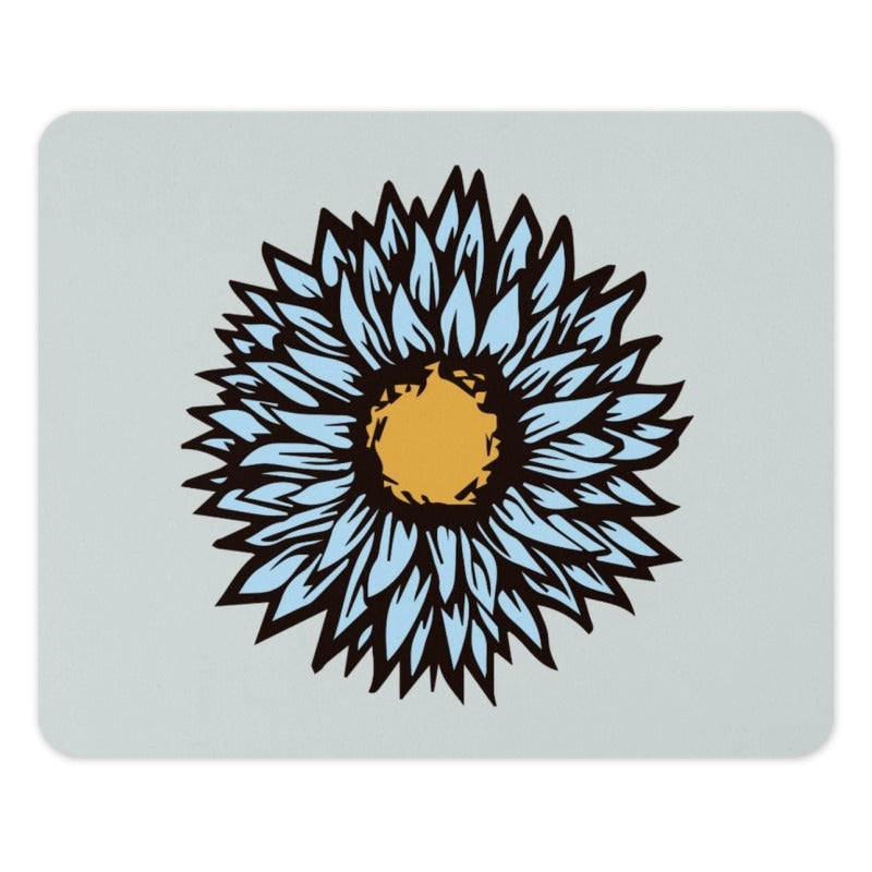 Blue Sunflower Mouse Pad, Floral Design, Cute Desk Accessory, Flower Lover Gift, Aesthetic Mousepad, Cool Computer Mat, Office Decor - Tawshia