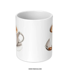 Watercolor Coffee Mug, Latte Art Mug, Coffee Lover Gift, Cozy Coffee Mug, Hot Beverage Mug, Cafe Art Mug - Tawshia