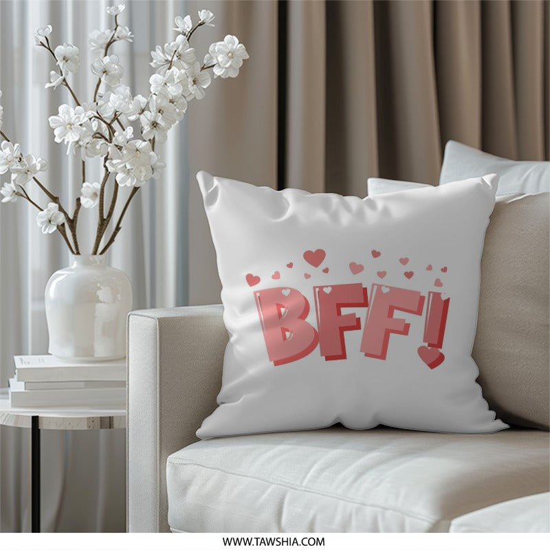 BFF Pillow, Best Friends Forever, Heart Pillow, Friendship Decor, Cute Pillow, Gift for Bestie, Valentine Pillow, Room Decor - Tawshia