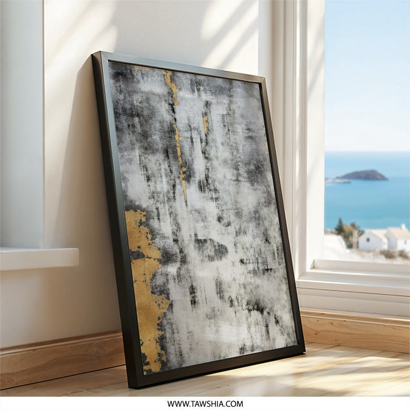 Modern Abstract Wall Art, Gold Accent Decor, Contemporary Print, Minimalist Artwork, Home Office Decor - Tawshia