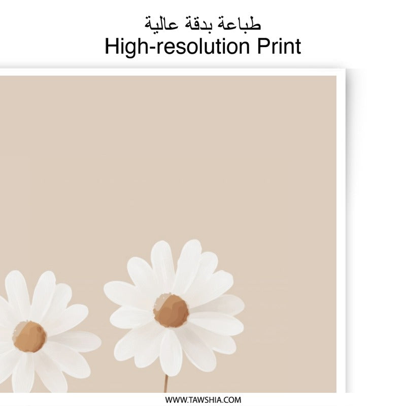 Daisy Photographic Print, Floral Art Print, Botanical Wall Decor, Neutral Tone Home Decor, Modern Flower Photo Print, Daisy Poster Art - Tawshia