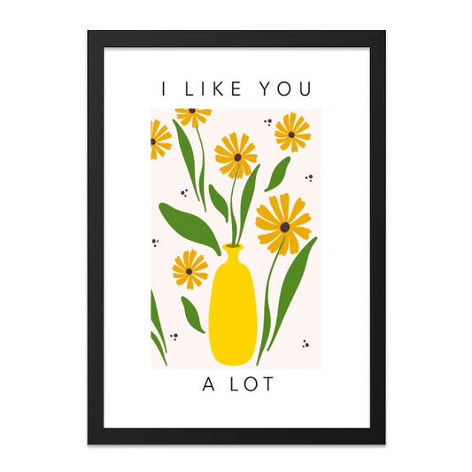I Like You A Lot Wall Art, Yellow Flower Print, Vase Illustration, Modern Home Decor, Botanical Art Print, Floral Wall Decor - Tawshia