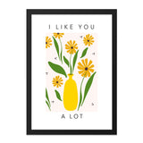 I Like You A Lot Wall Art, Yellow Flower Print, Vase Illustration, Modern Home Decor, Botanical Art Print, Floral Wall Decor - Tawshia