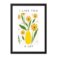 I Like You A Lot Wall Art, Yellow Flower Print, Vase Illustration, Modern Home Decor, Botanical Art Print, Floral Wall Decor - Tawshia